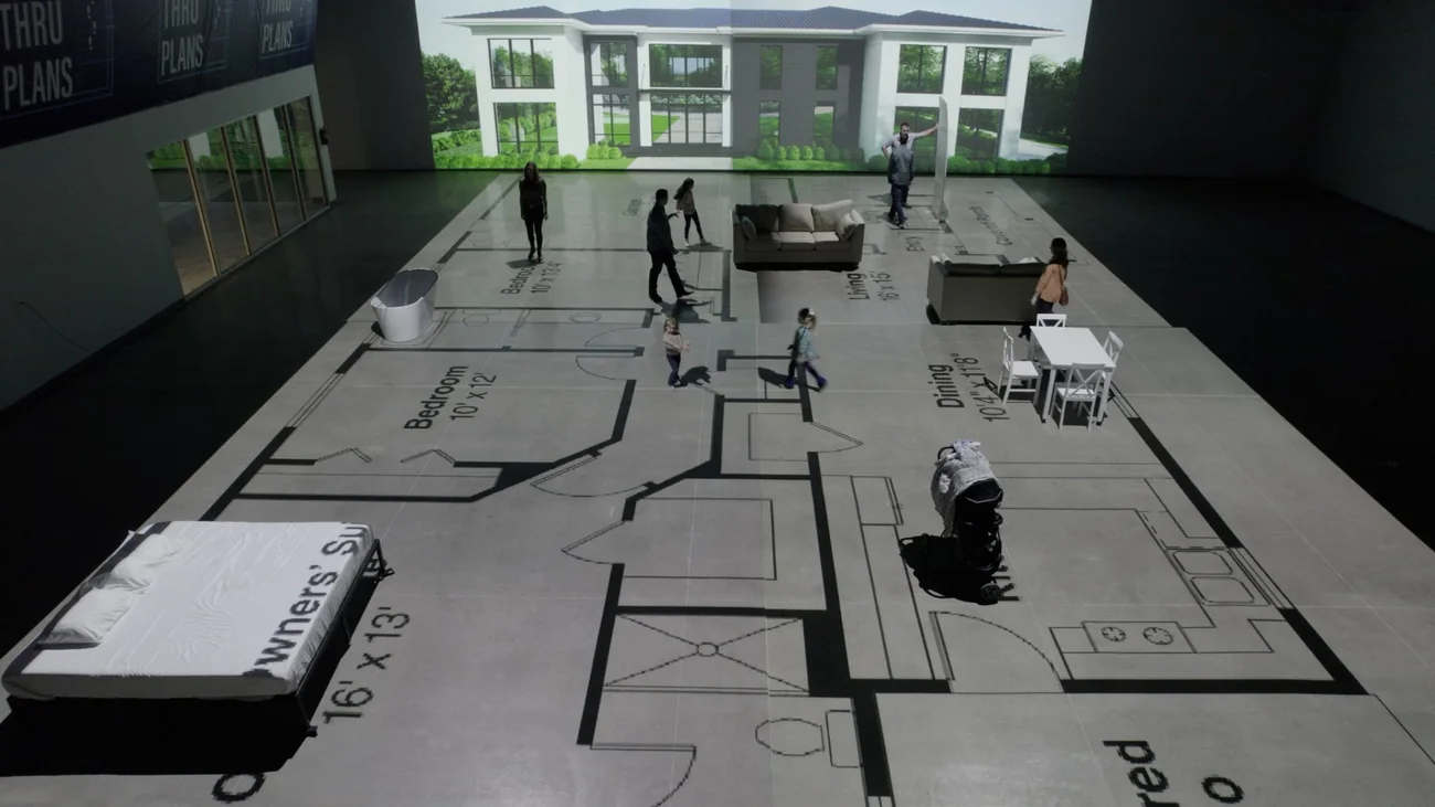 Real 1:1 architectural floor projection environment